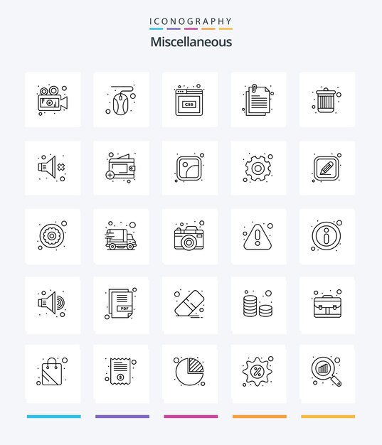 Creative Miscellaneous 25 Paquete de iconos de contorno, como eliminar archivos adjuntos de código