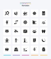 Vector gratuito creative ramadan 25 glyph solid black icon pack como kareem regalo sagrado islam