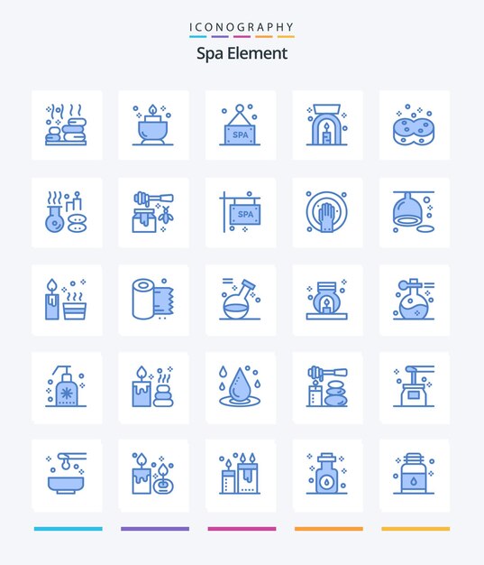 Creative Spa Element 25 Paquete de iconos azules como esponjas de belleza spa spa higiénico