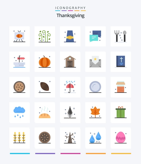 Vector gratuito creative thanks giving 25 paquete de iconos planos, como sms, viento, gracias, otoño