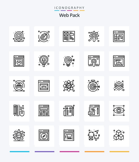 Creative Web Pack 25 Paquete de iconos de contorno, como diseño de gráficos de avance web, equipo de diseño