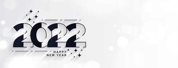 Creativo 2022 feliz año nuevo elegante diseño de banner blanco