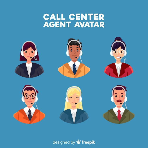 Creativo conjunto de avatares de call center