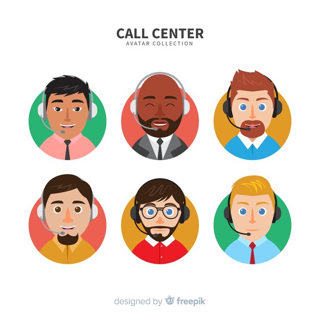 Creativo conjunto de avatares de call center 