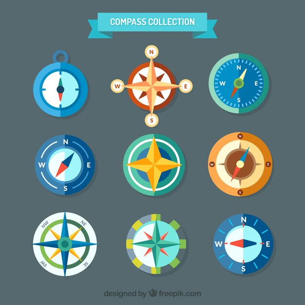 Creativo conjunto de brújulas