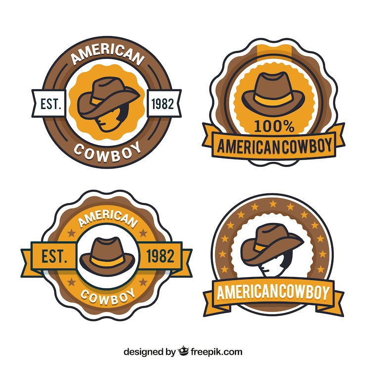Vector gratuito creativo conjunto de etiquetas de vaquero
