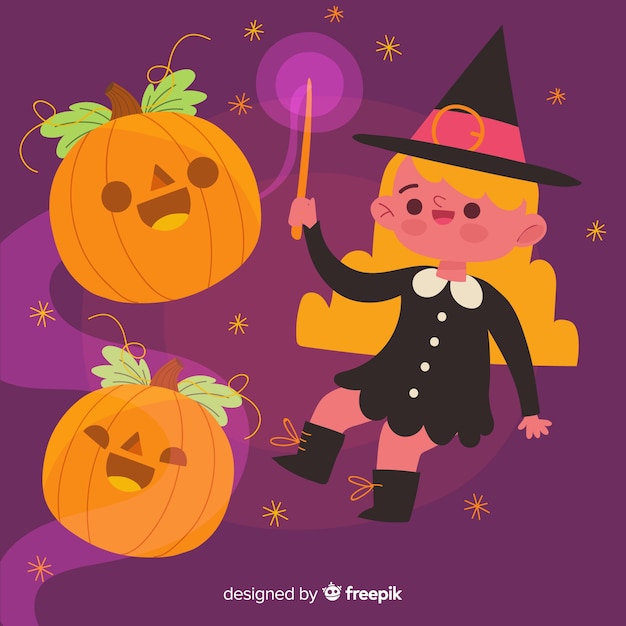 Vector gratuito creativo fondo de bruja de halloween