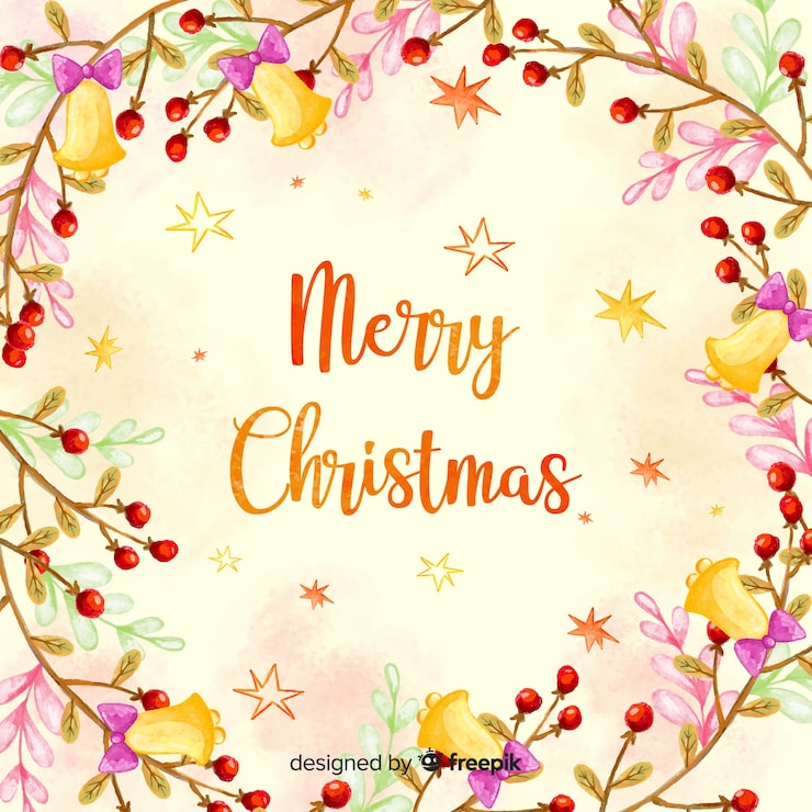 Vector gratuito creativo fondo de guirnalda de navidad en estilo de acuarela