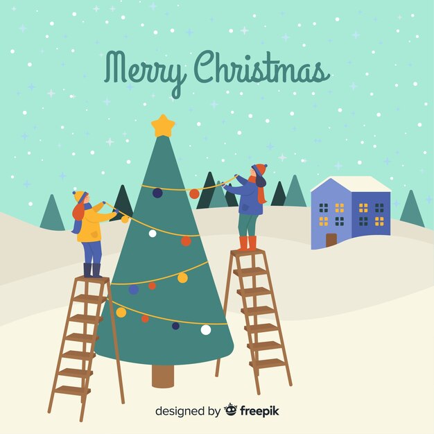 Creativo fondo de navidad en estilo flat