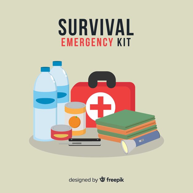 Creativo kit de emergencia en diseño flat