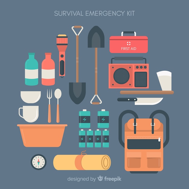 Creativo kit de emergencia en estilo flat