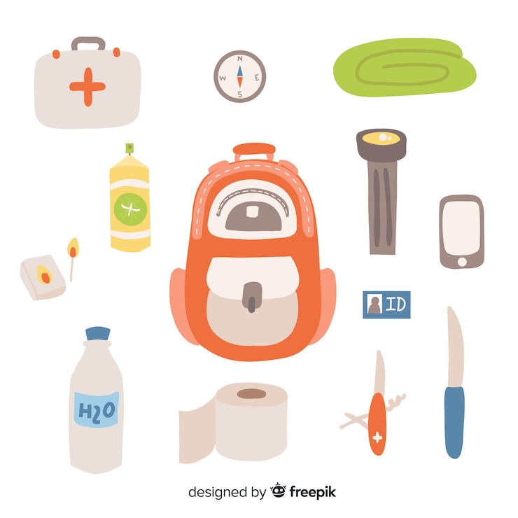 Vector gratuito creativo kit de emergencia en estilo flat