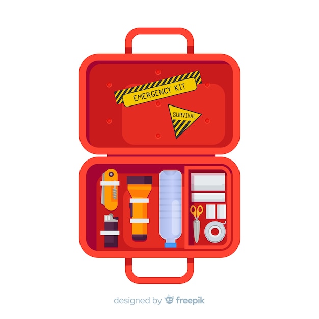 Creativo kit de emergencia en estilo flat