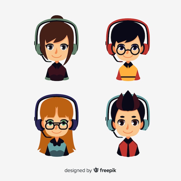 Vector gratuito creativo pack de avatares de call center