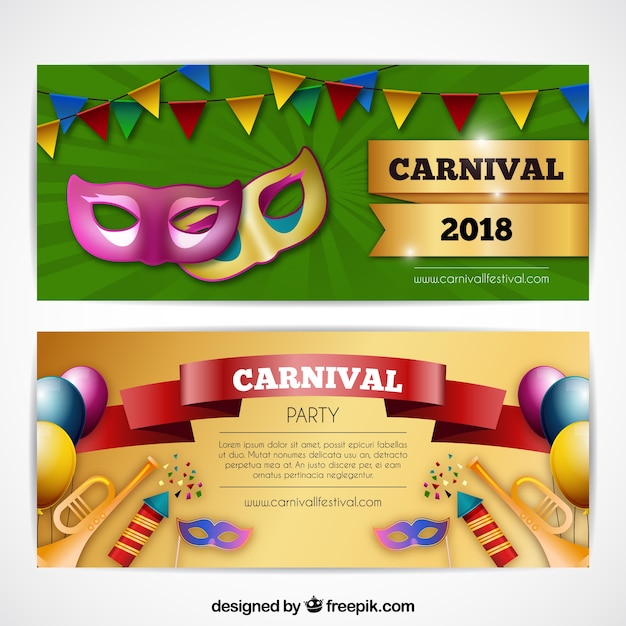 Vector gratuito creativos banners de carnaval