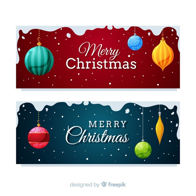 Creativos banners de navidad en diseño flat