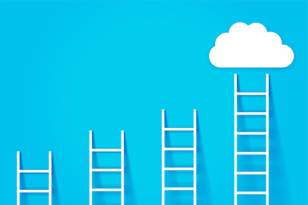 El crecimiento de la carrera empresarial es la escalera de fondo que sube al cielo.