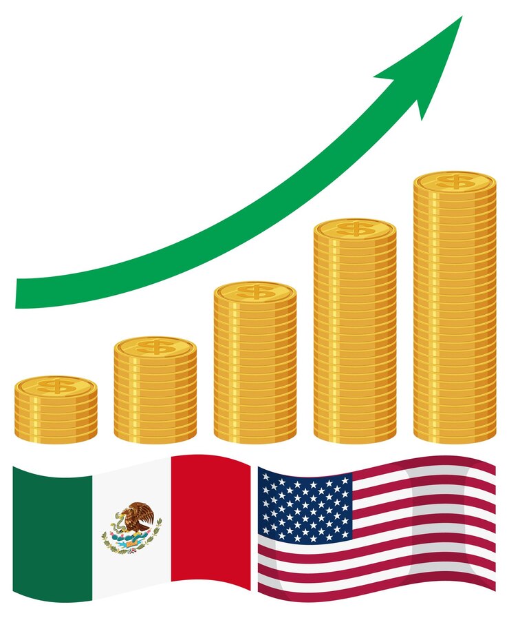 Vector gratuito crecimiento económico entre méxico y estados unidos