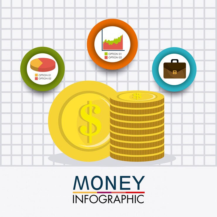 Vector gratuito crecimiento empresarial y ahorro de dinero.