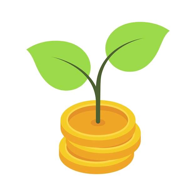 Vector gratuito crecimiento de plantas a partir de monedas