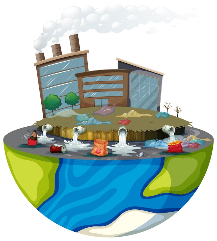 Vector gratuito la crisis del calentamiento global y la contaminación de las caricaturas icónicas de earth39