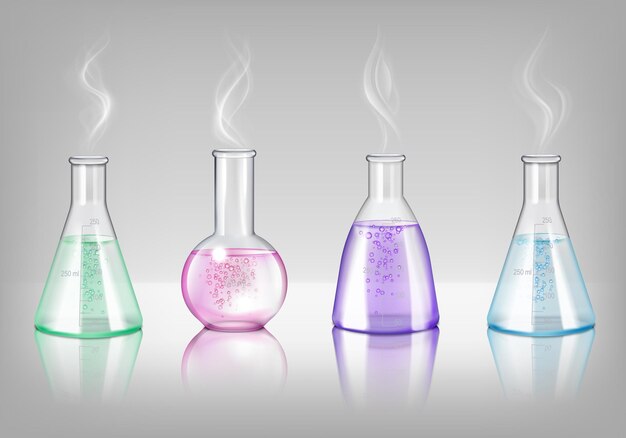 Cristalería de laboratorio de diferentes formas ilustración