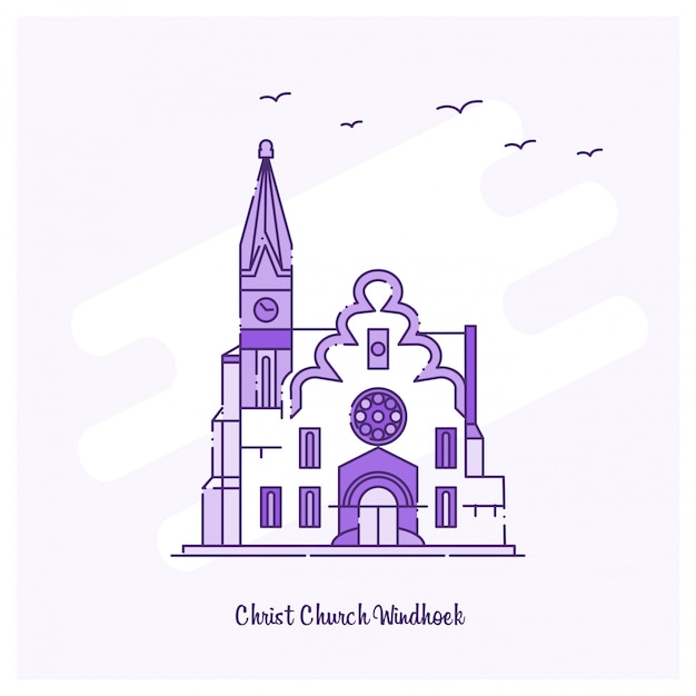 Vector gratuito cristo iglesia windhoek punto de referencia púrpura línea punteada horizonte