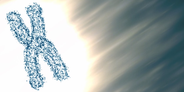 Vector gratuito cromosoma compuesto de partículas y fondo borroso