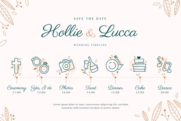 Cronología de bodas en estilo lineal