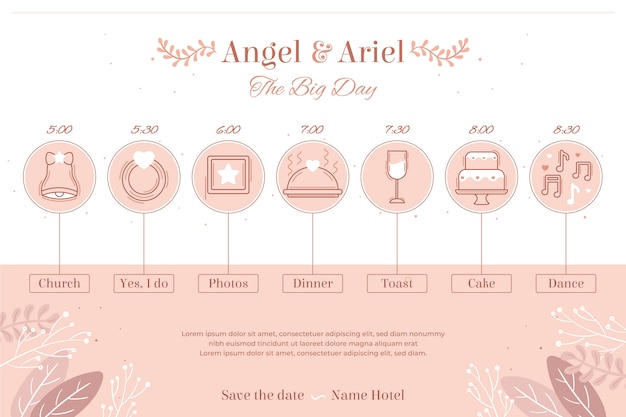 Cronología de bodas en estilo lineal