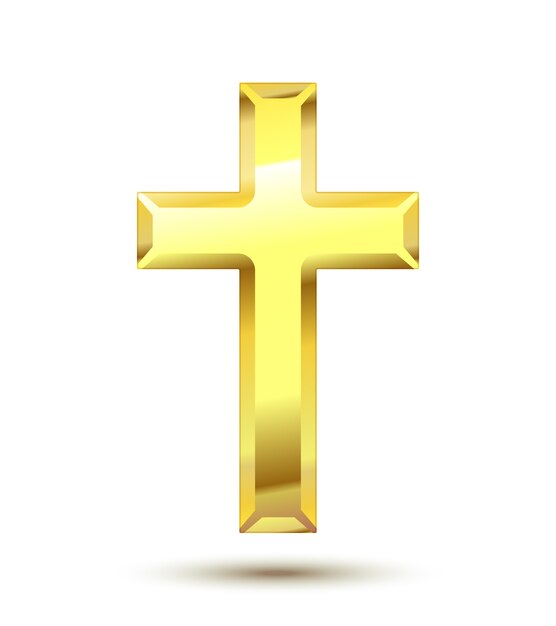 Cruz cristiana de oro aislada