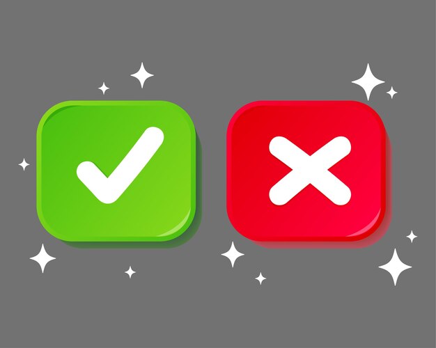 Cruz de marca de verificación en la ilustración gris