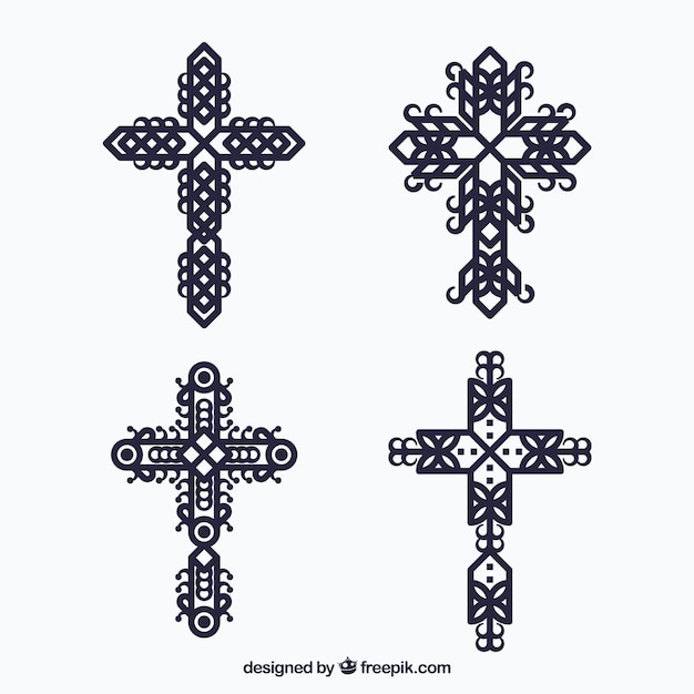 Vector gratuito cruz ornamental plana