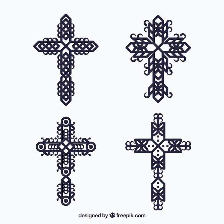 Vector gratuito cruz ornamental plana