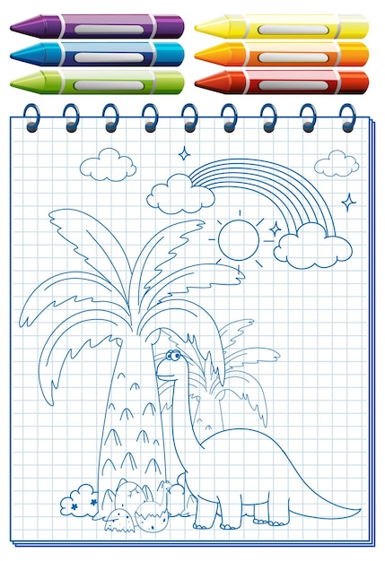 Vector gratuito un cuaderno con un diseño de boceto de garabato con crayones.