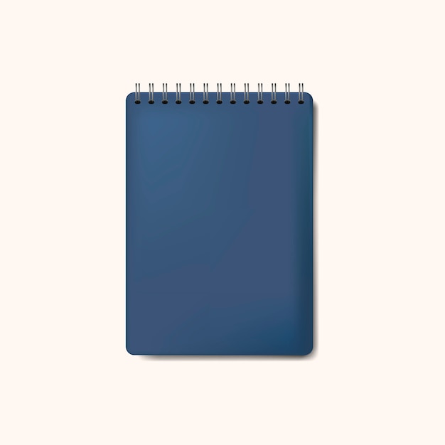 Cuaderno espiral azul maqueta vector aislado