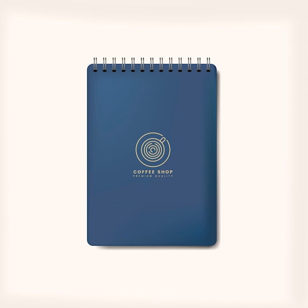 Cuaderno espiral azul maqueta vector aislado