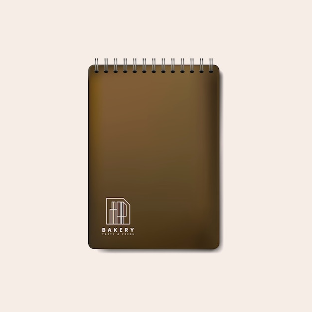 Cuaderno espiral marrón vector aislado maqueta