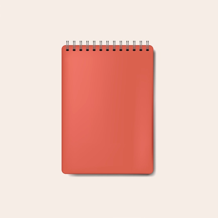 Vector gratuito cuaderno espiral rojo vector aislado maqueta