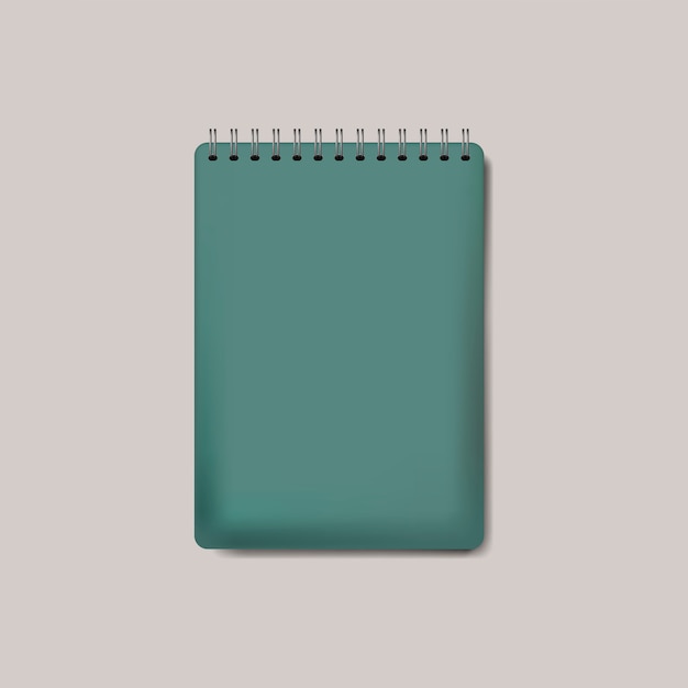 Cuaderno espiral verde vector aislado maqueta