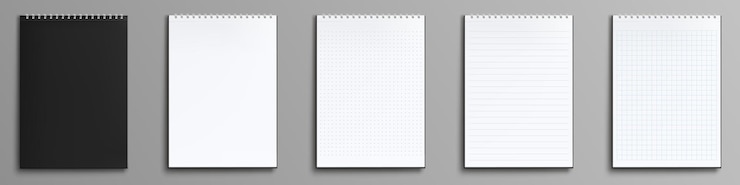 Vector gratuito cuadernos de notas de papel con carpetas en espiral
