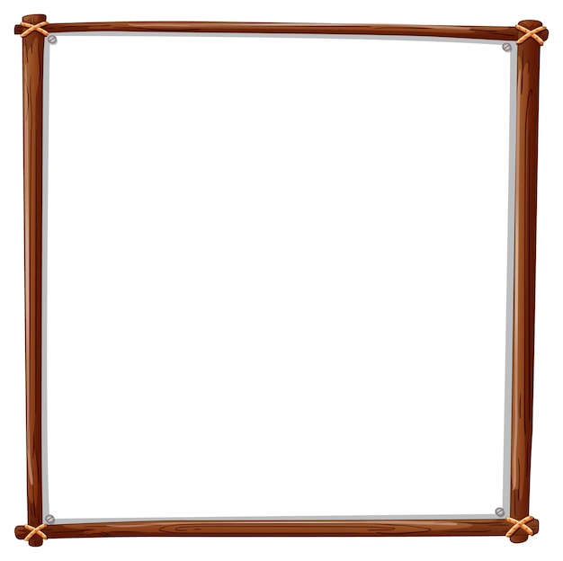 Vector gratuito cuadrado de marco de madera aislado en blanco