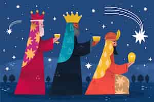 Vector gratuito cuadro de fondo de acuarela reyes magos