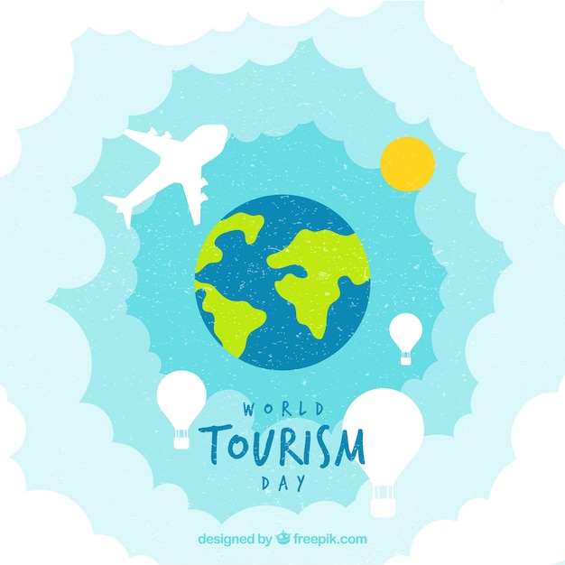 Cuadro de fondo del Día Mundial del Turismo en acuarela