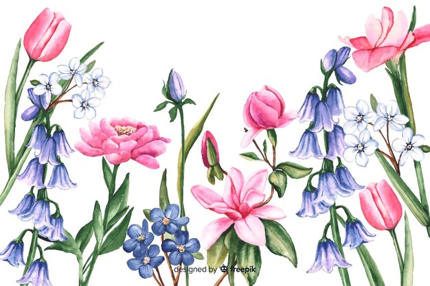 Cuadro de fondo floral vintage en acuarela