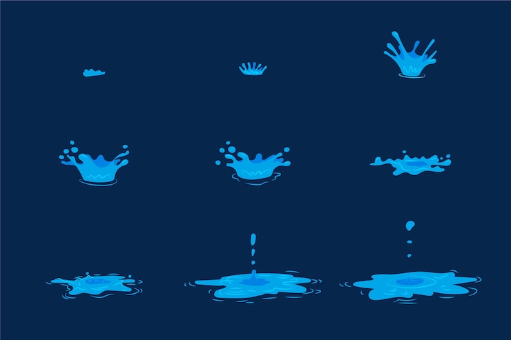 Vector gratuito cuadros de animación de elementos de agua de dibujos animados