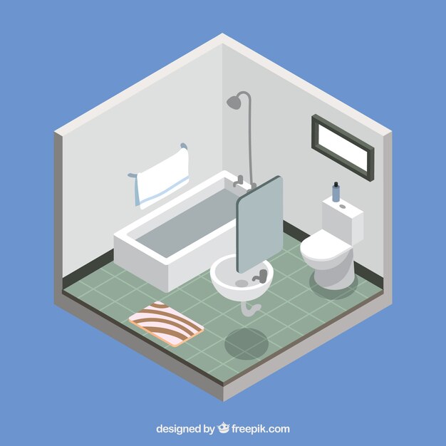 Cuarto de baño en diseño isométrico