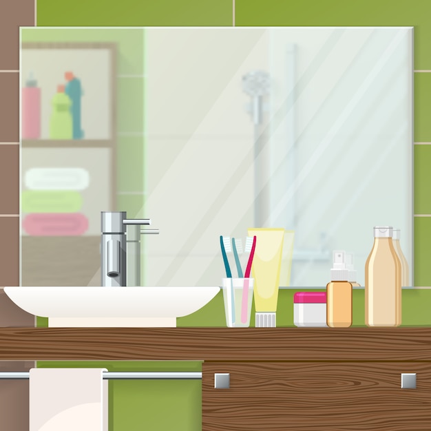 Vector gratuito cuarto de baño interior primer plano