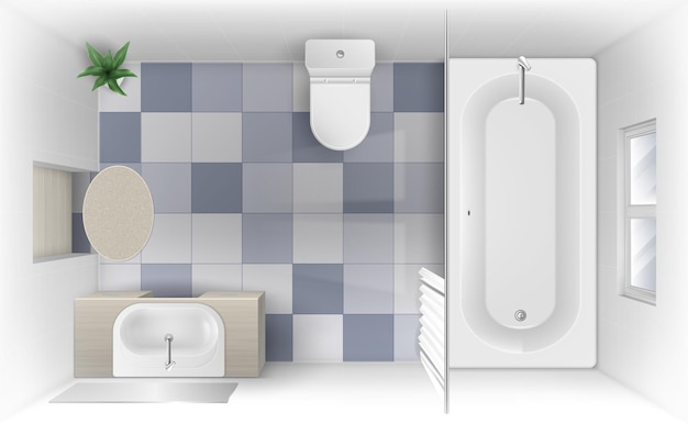 Interior del cuarto de baño, vista superior | Vector Gratis