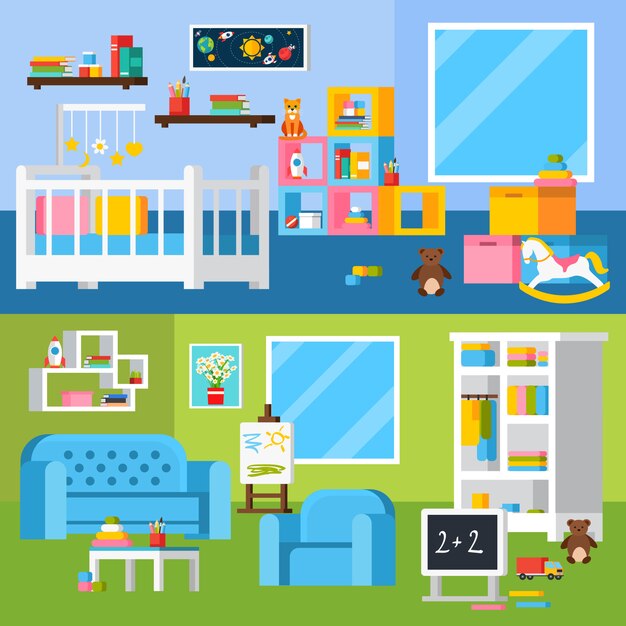 Cuarto de niños Banners horizontales de dibujos animados
